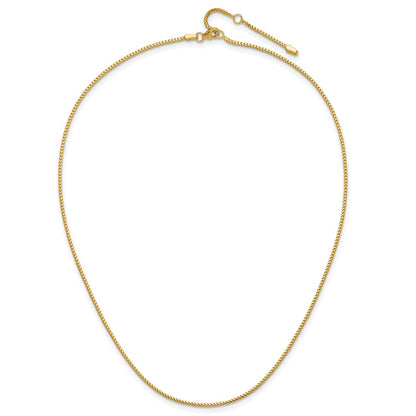 2 Inch 14K Yellow Gold 1.25mm Franco 1In+1In Adjustable Chain Necklace