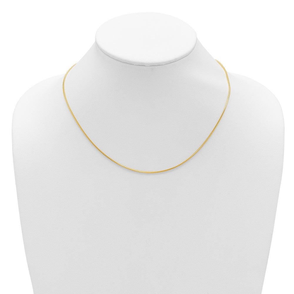 2 Inch 14K Yellow Gold 1.25mm Franco 1In+1In Adjustable Chain Necklace