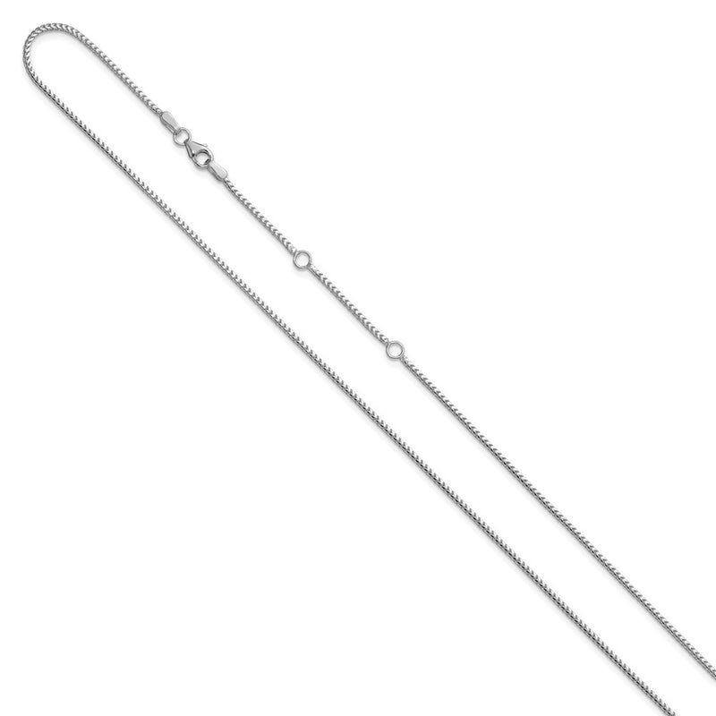 2 Inch 14K White Gold 1.25mm Franco 1In+1In Adjustable Chain Necklace