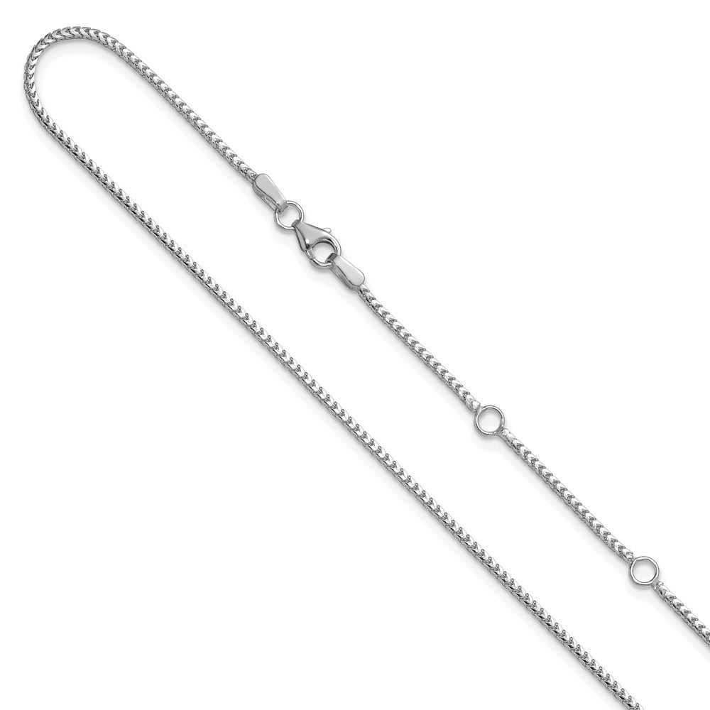 18 Inch 14K White Gold 1.25mm Franco 1In+1In Adjustable Chain Necklace