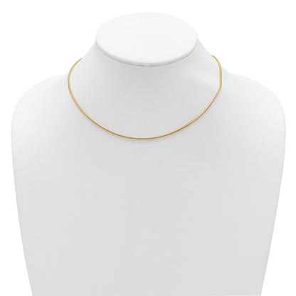 18 Inch 14K Yellow Gold 1.5mmmm Franco 1In+1In Adjustable Chain Necklace