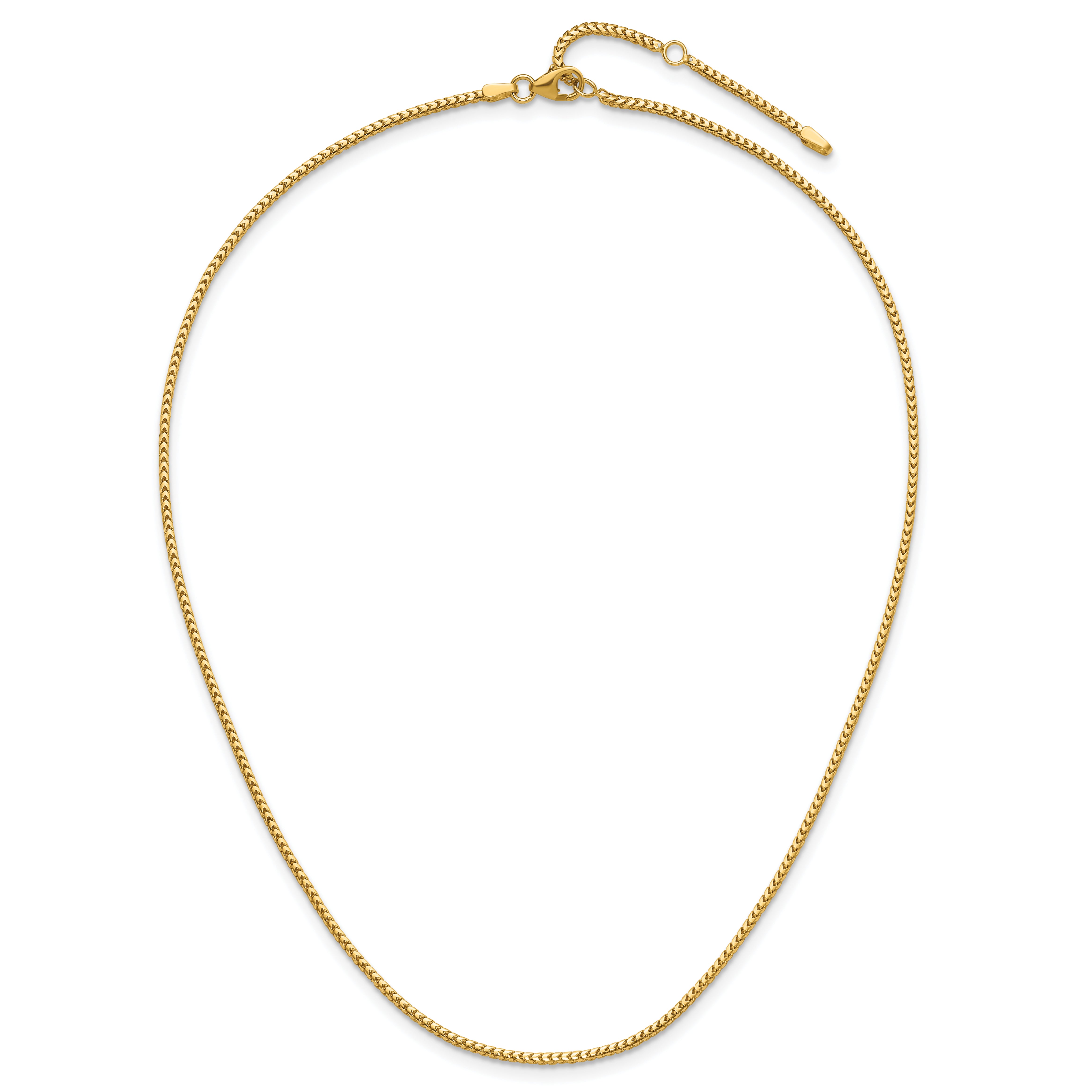 18 Inch 14K Yellow Gold 1.5mmmm Franco 1In+1In Adjustable Chain Necklace