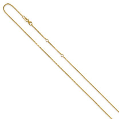 2 Inch 14K Yellow Gold 1.15mm D/C Open Franco 1In+1In Adjustable Chain Necklace