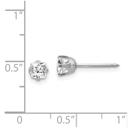 14K White Gold Inverness 5mm Sq Cz Post Earrings