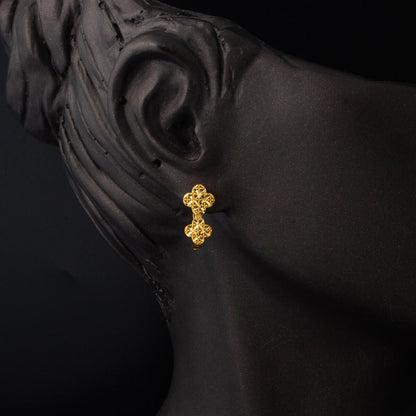 22K Yellow Gold Daisy Ivy Earrings