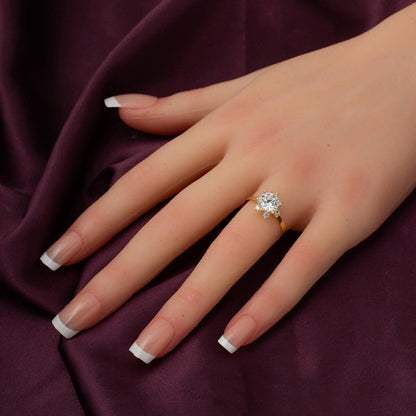 14K Yellow Gold Honeysuckle Solitaire Cubic Zirconia Ring (2.1 g)