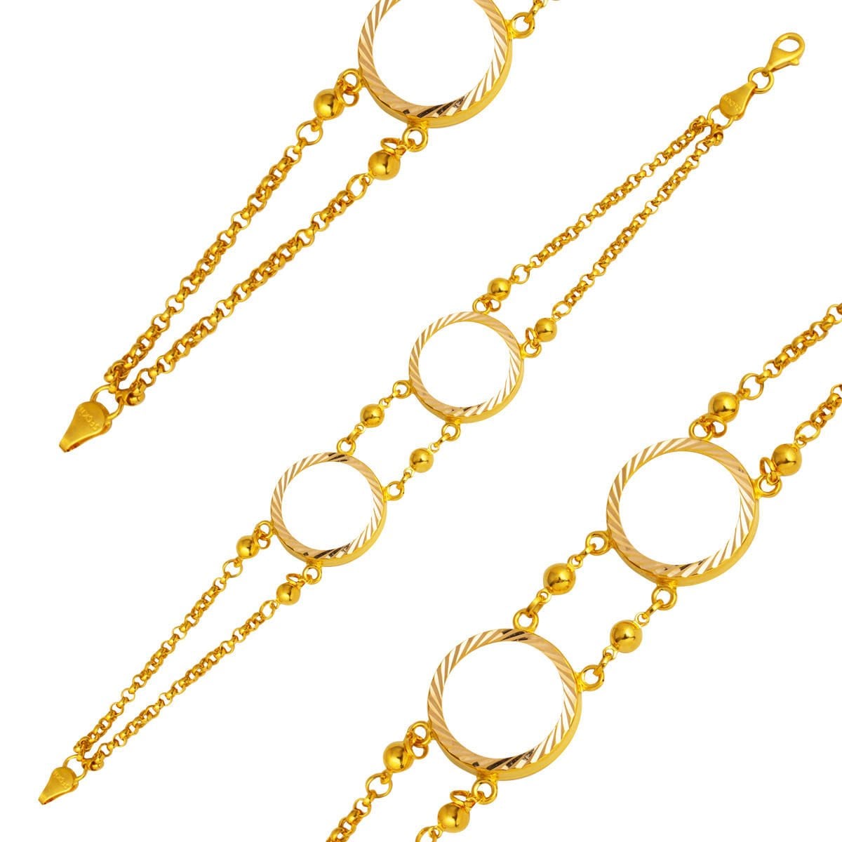 14K Yellow Gold Rolo Chain Quarter Coin Bracelet