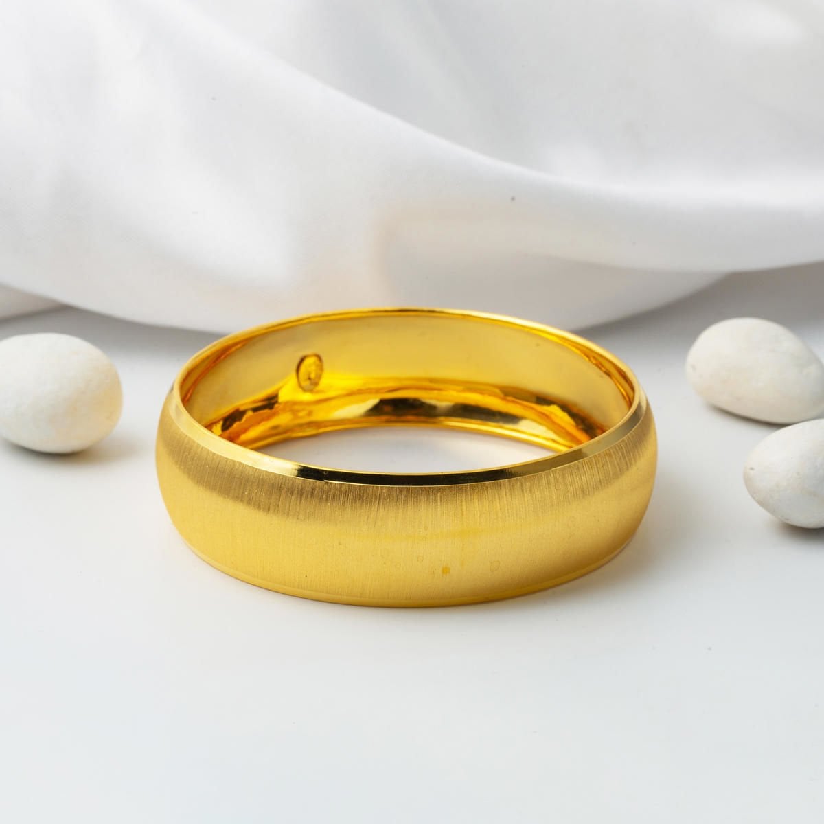 14K Yellow Gold 2 cm Wide Sandblasted Bangle