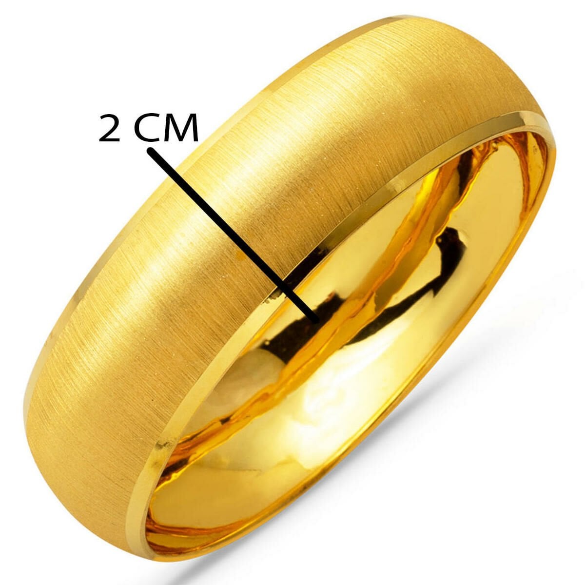 14K Yellow Gold 2 cm Wide Sandblasted Bangle