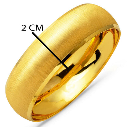 14K Yellow Gold 2 cm Wide Sandblasted Bangle