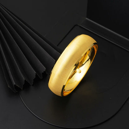14K Yellow Gold 2 cm Wide Sandblasted Bangle