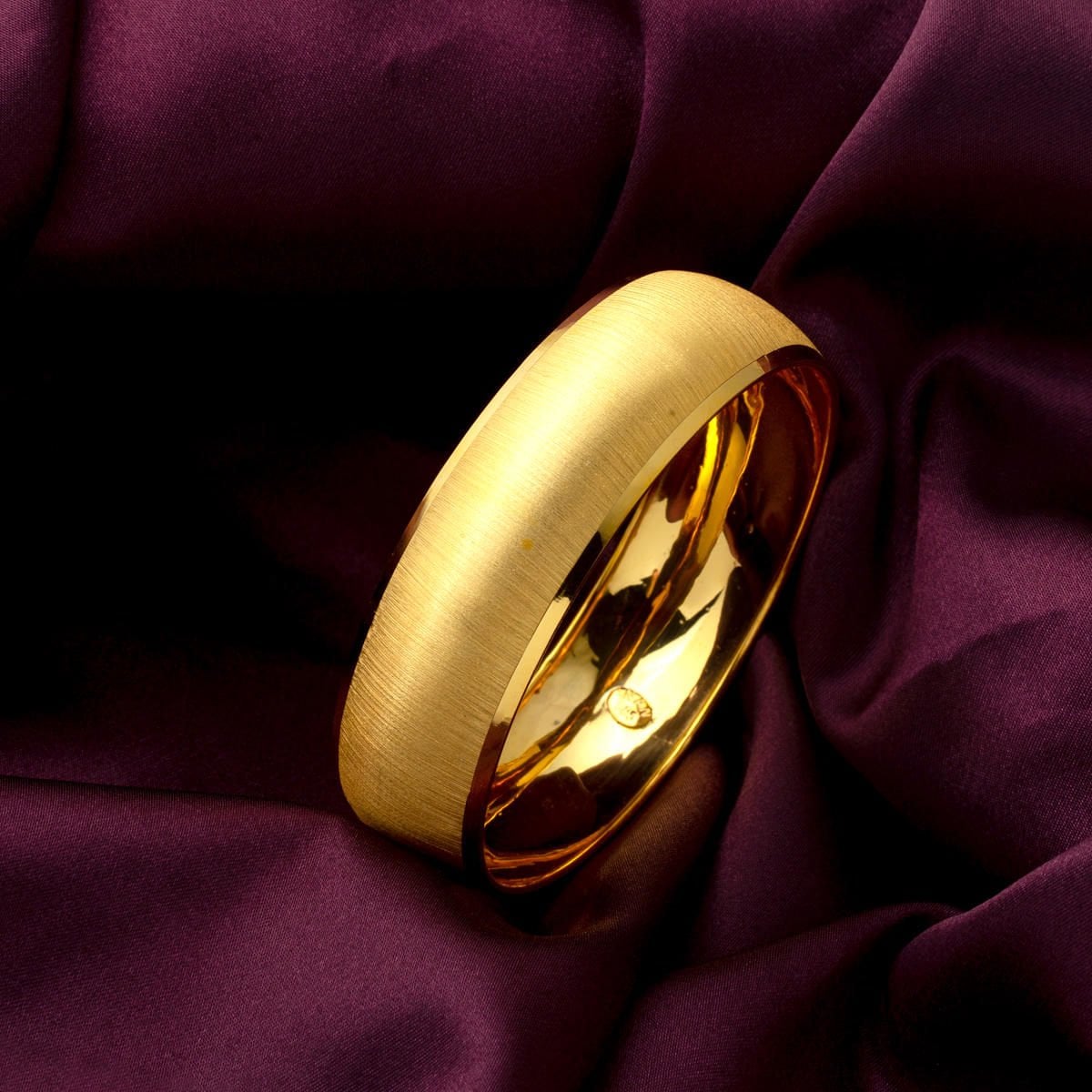 14K Yellow Gold 2 cm Wide Sandblasted Bangle