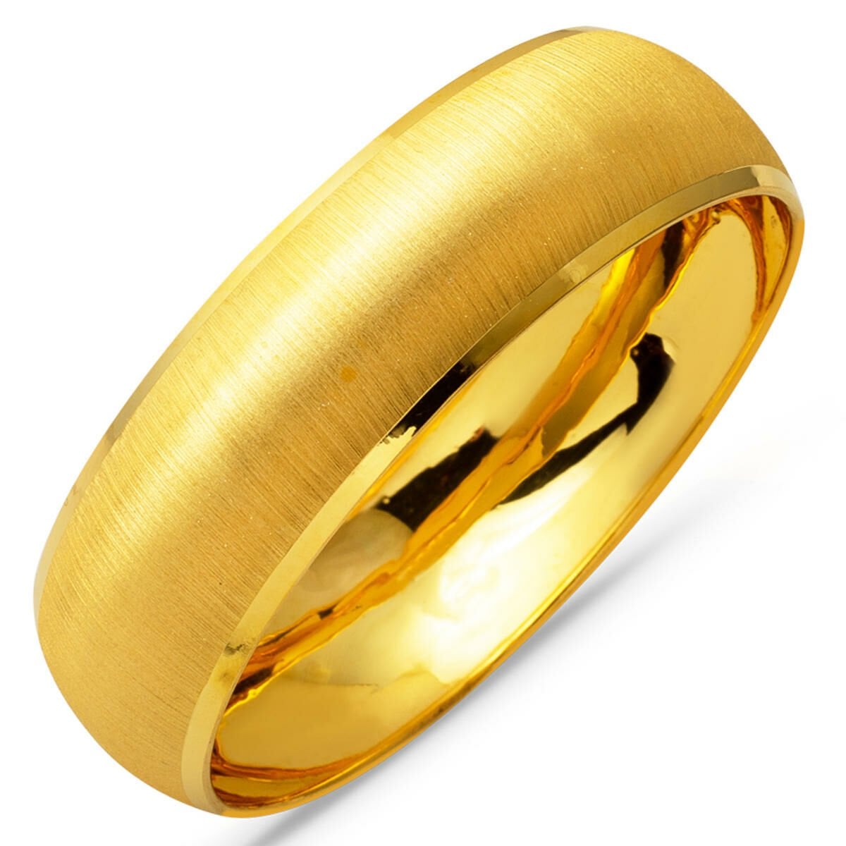 14K Yellow Gold 2 cm Wide Sandblasted Bangle