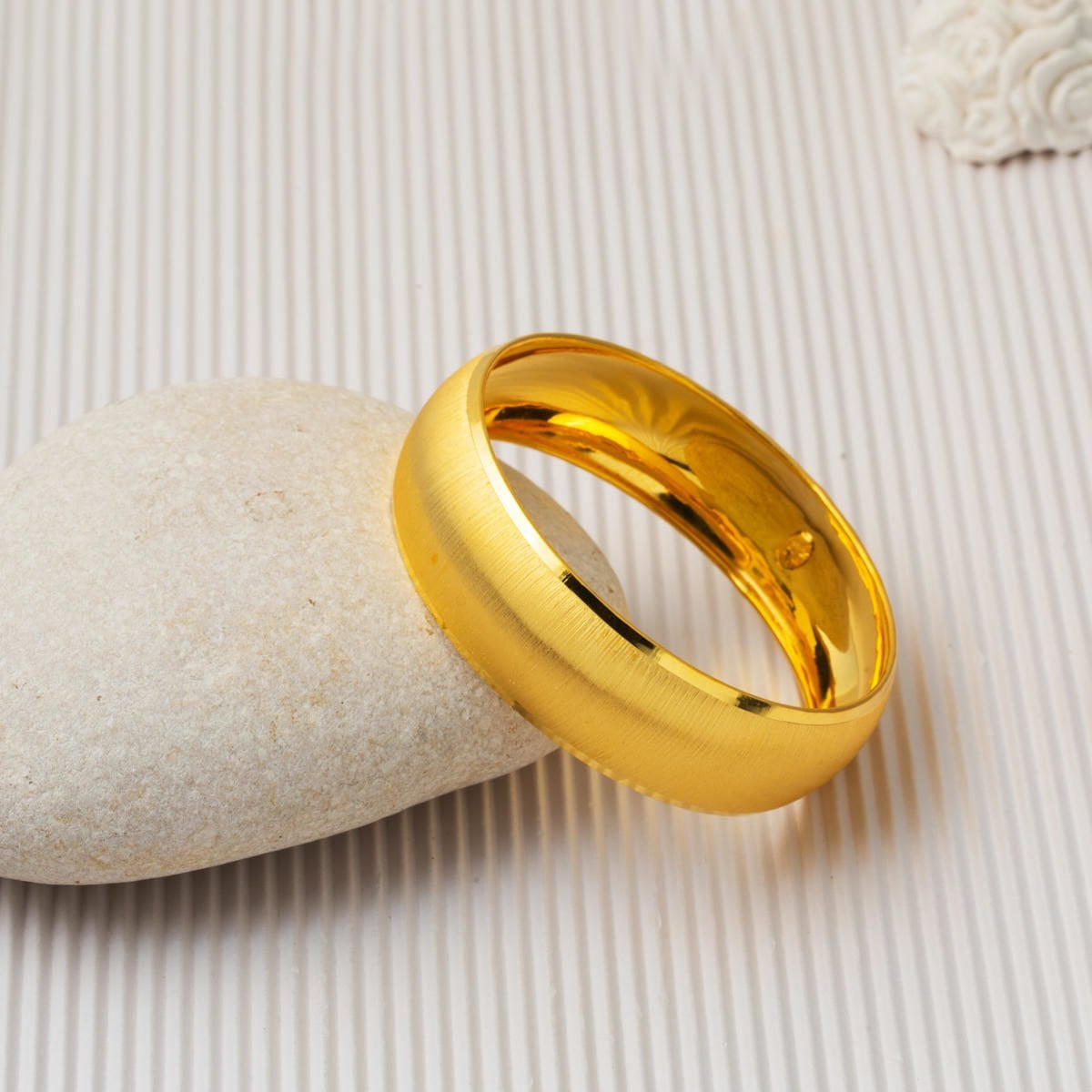 14K Yellow Gold 2 cm Wide Sandblasted Bangle