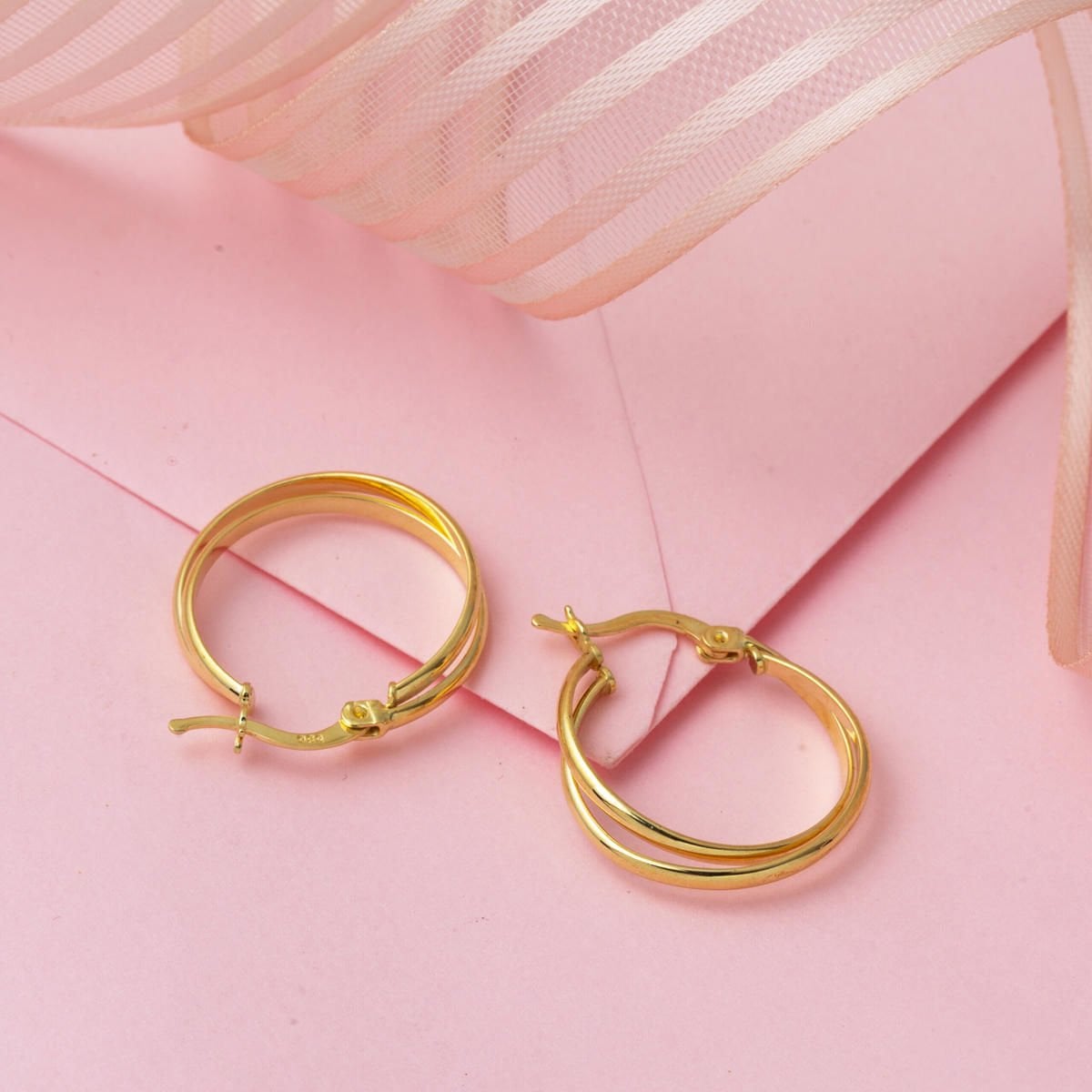 14K Yellow Gold 2.5 cm Diameter Double Hoop Earrings