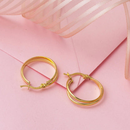 14K Yellow Gold 2.5 cm Diameter Double Hoop Earrings