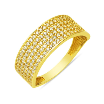 14K Yellow Gold 5 Row Half Eternity Cubic Zirconia Ring