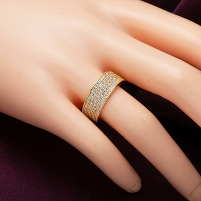 14K Yellow Gold 5 Row Half Eternity Cubic Zirconia Ring