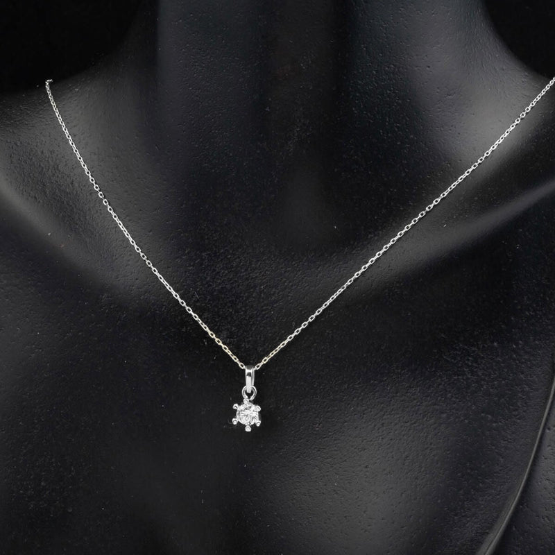 14K White Gold Six Prong Solitaire Cubic Zirconia Necklace and Earrings Set