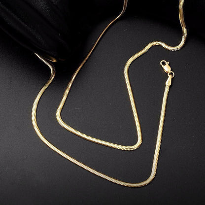 14K Yellow Gold 2mm Herringbone Chain Necklace 65cm