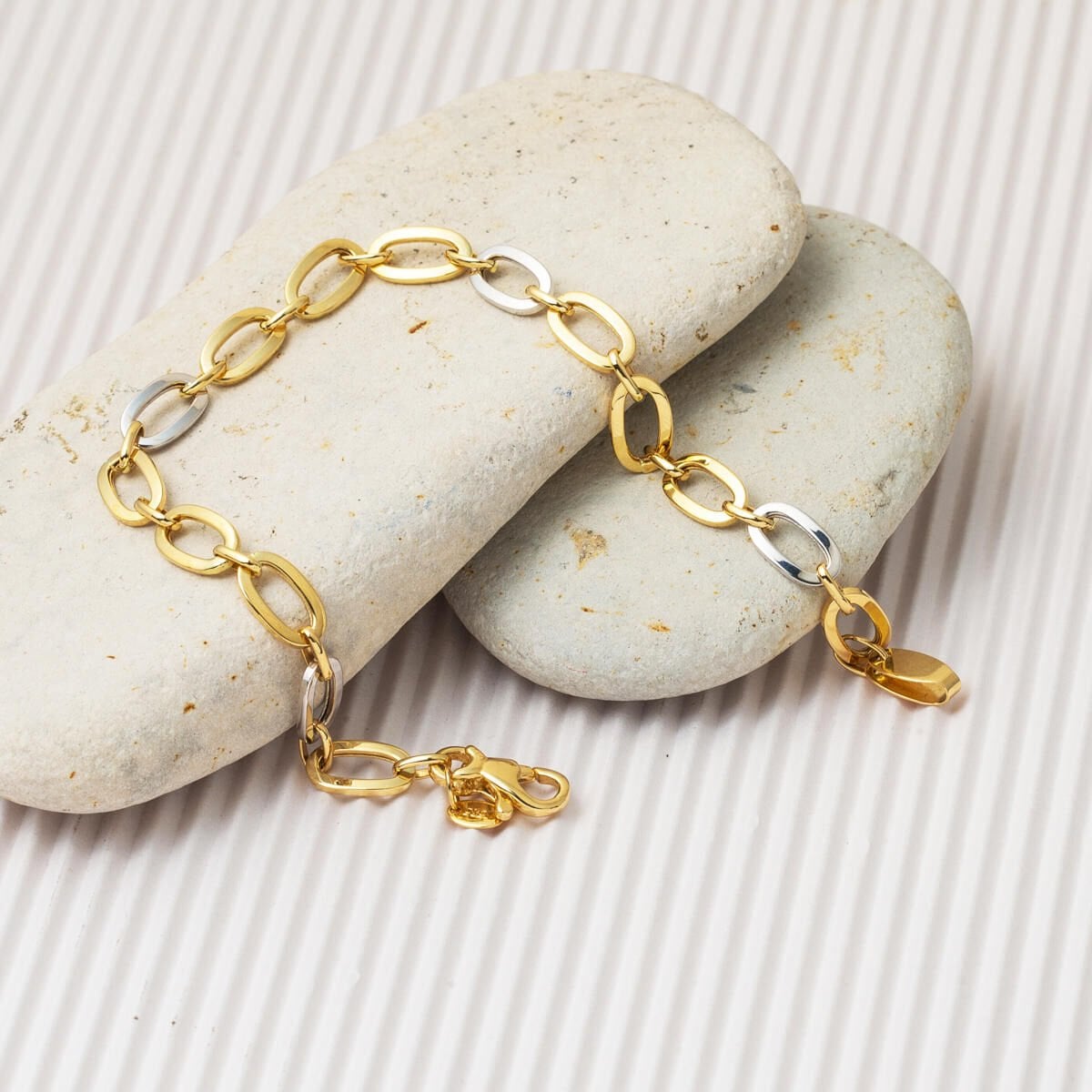 14K Yellow Gold 2 Colored Hoop Bracelet