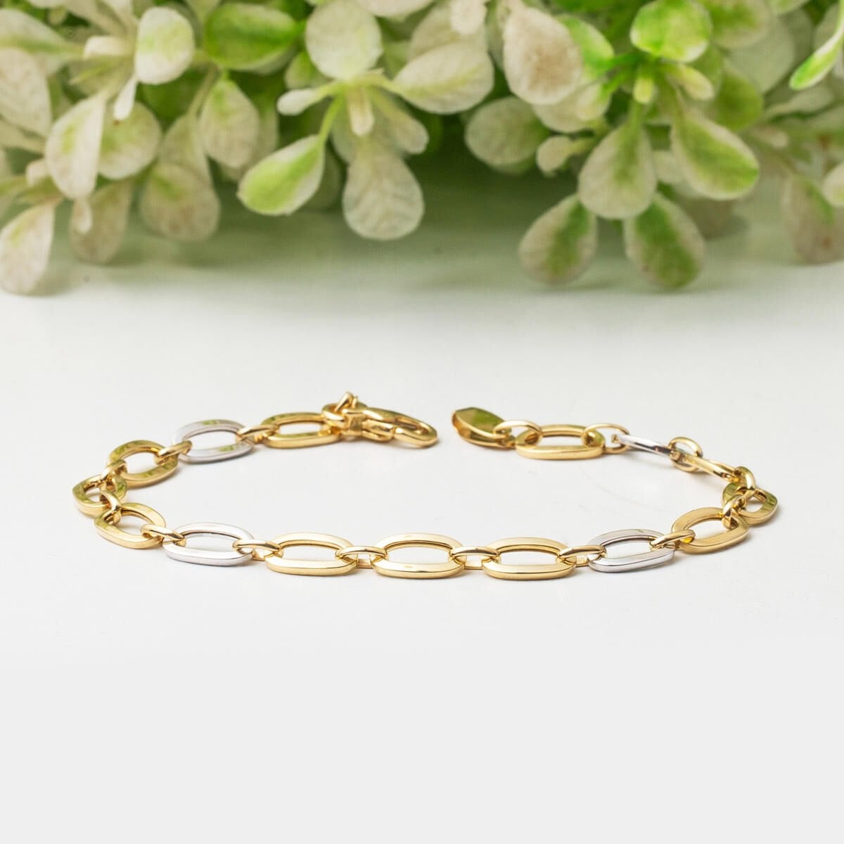 14K Yellow Gold 2 Colored Hoop Bracelet