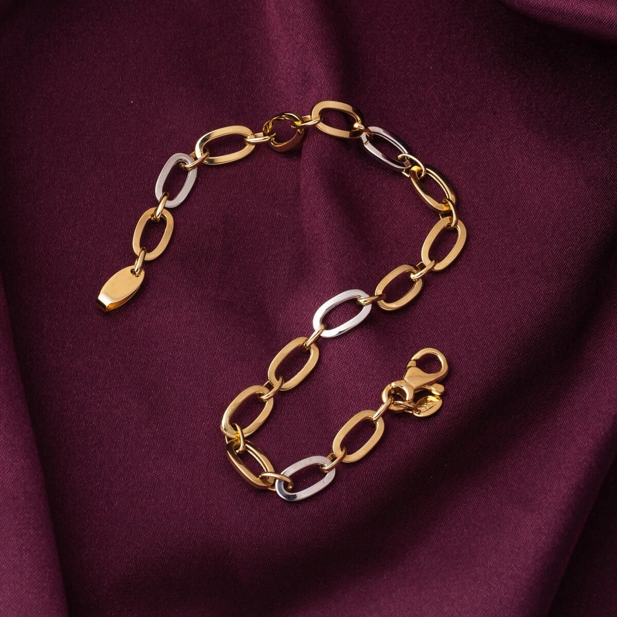 14K Yellow Gold 2 Colored Hoop Bracelet
