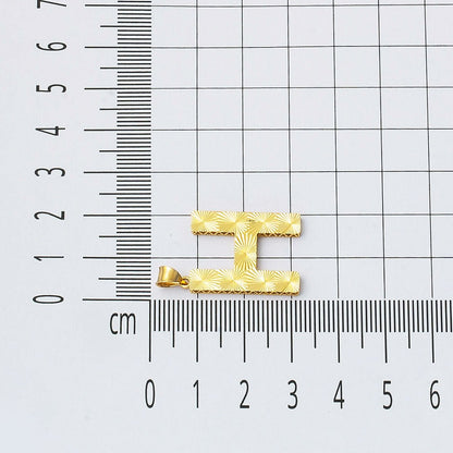 14K Yellow Gold 3 Dimensional Engraved H Initial Necklace