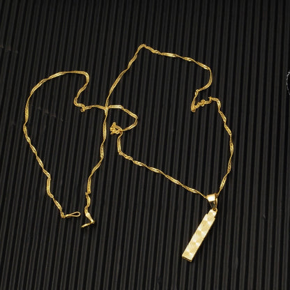 14K Yellow Gold 3 Dimensional Engraved Initial I Necklace
