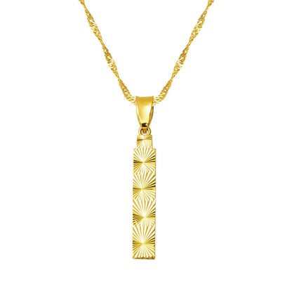 14K Yellow Gold 3 Dimensional Engraved Initial I Necklace