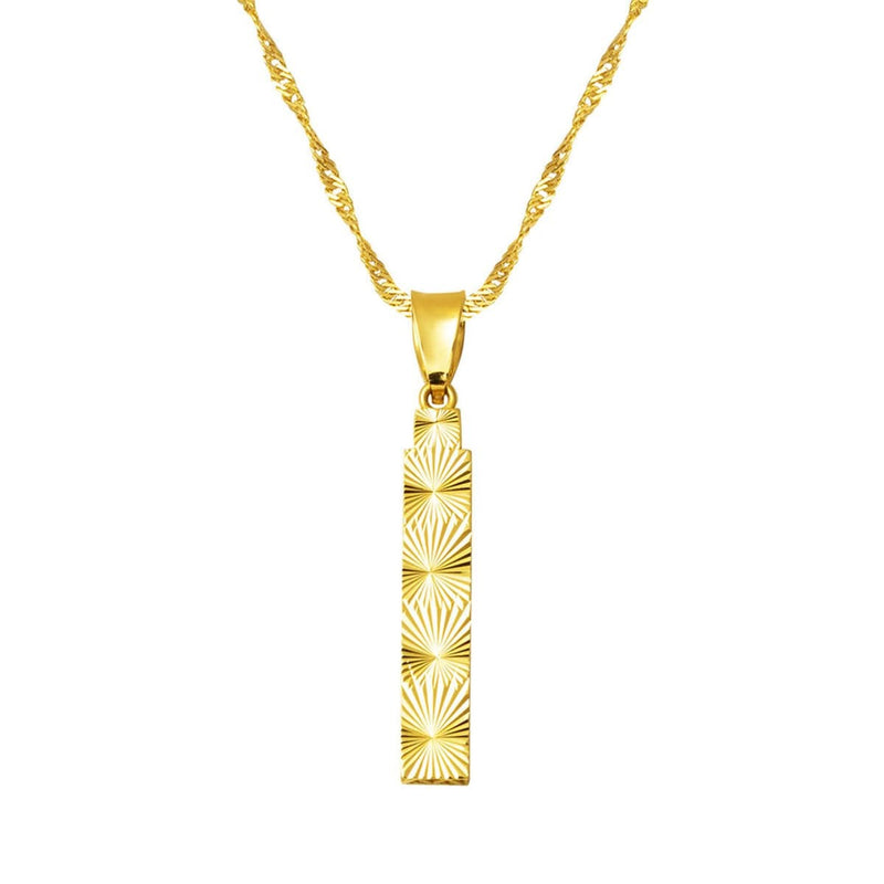 14K Yellow Gold 3 Dimensional Engraved Initial I Necklace