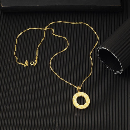 14K Yellow Gold 3 Dimensional Engraved Initial O Necklace