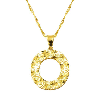 14K Yellow Gold 3 Dimensional Engraved Initial O Necklace