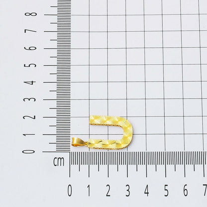14K Yellow Gold 3 Dimensional Engraved U Initial Necklace