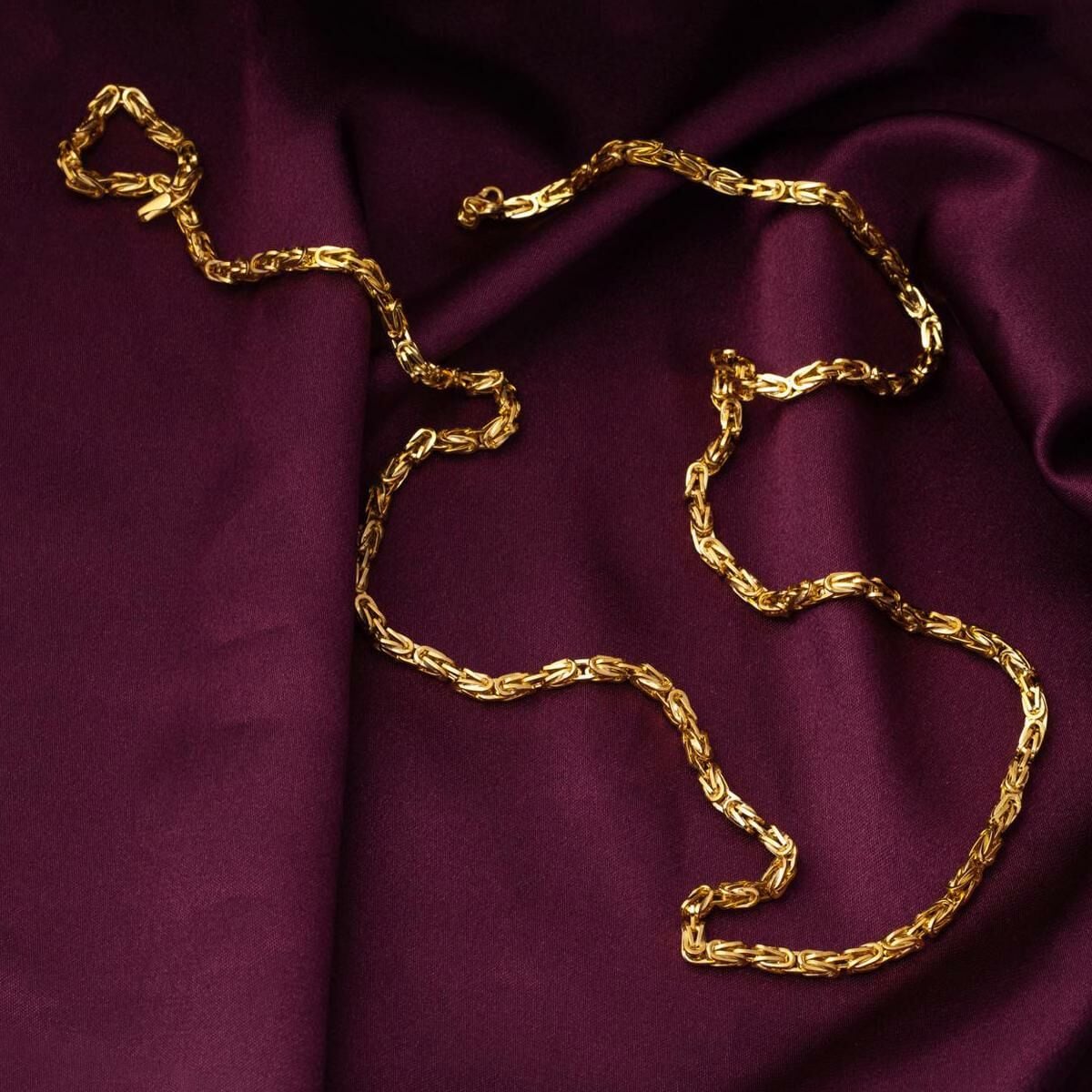 14K Yellow Gold King Byzantine Chain 3 mm 65 cm