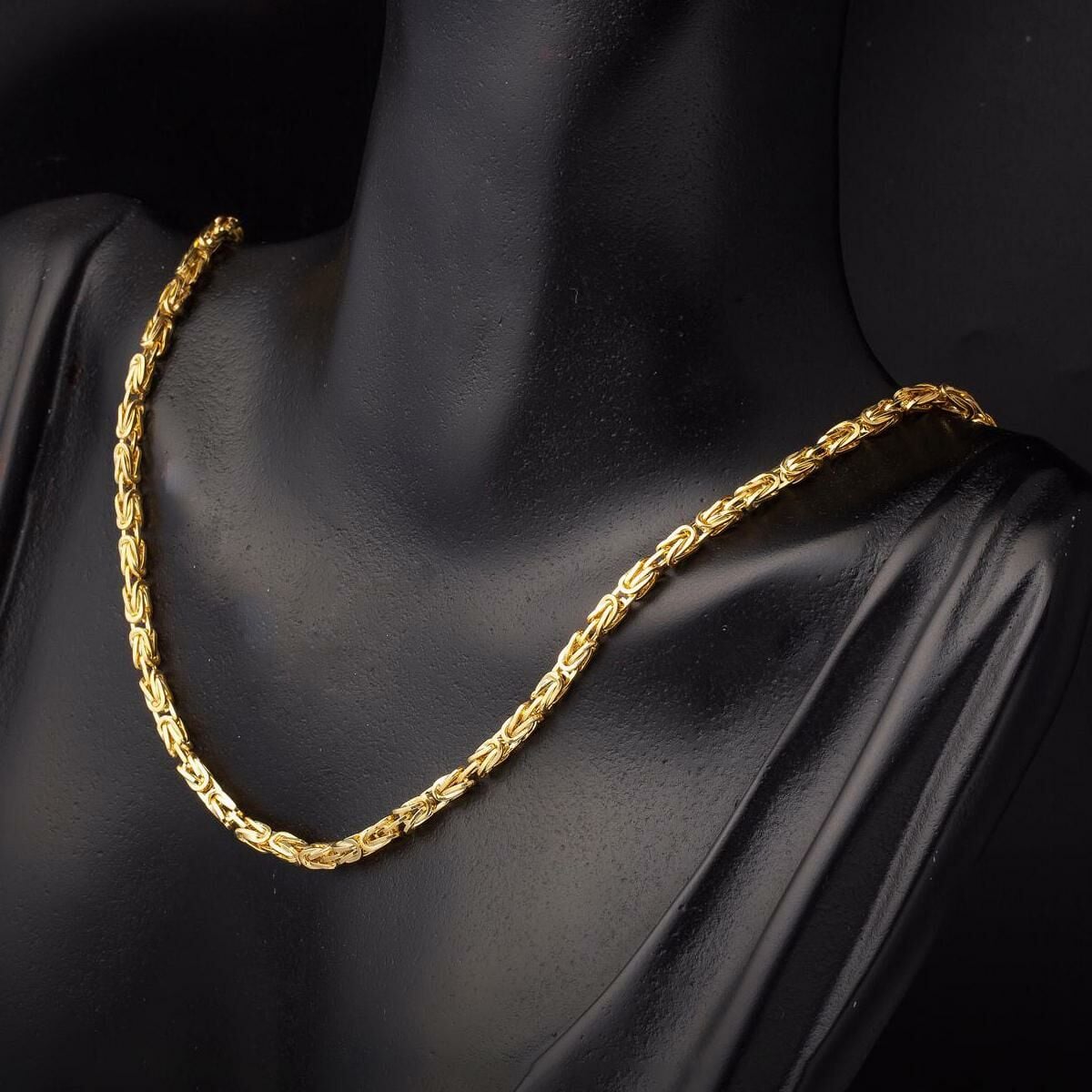 14K Yellow Gold King Byzantine Chain 3 mm 65 cm
