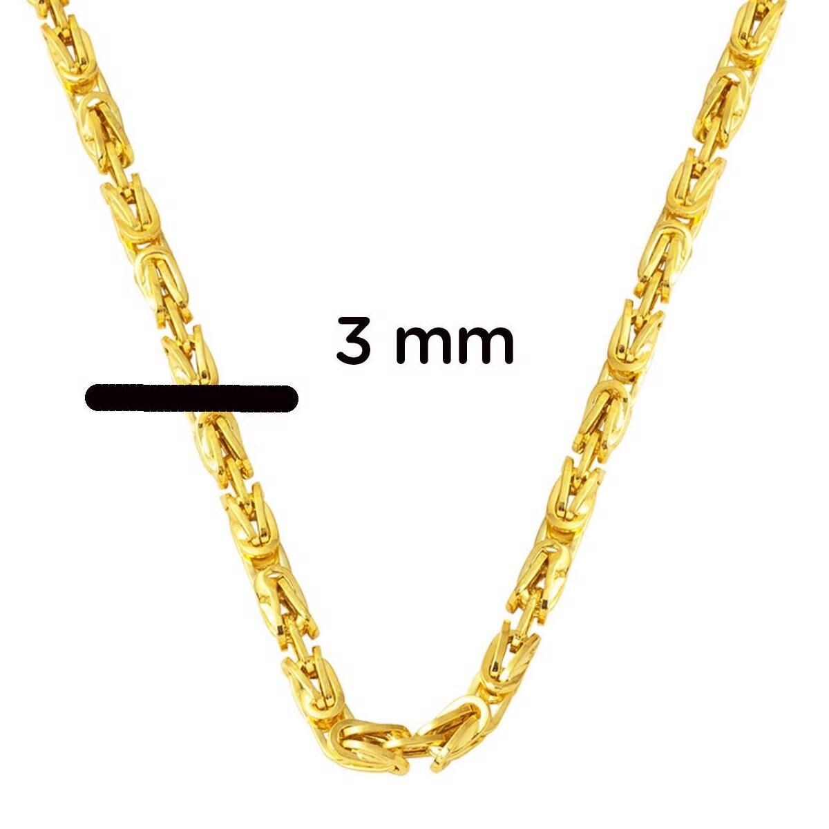 14K Yellow Gold King Byzantine Chain 3 mm 65 cm