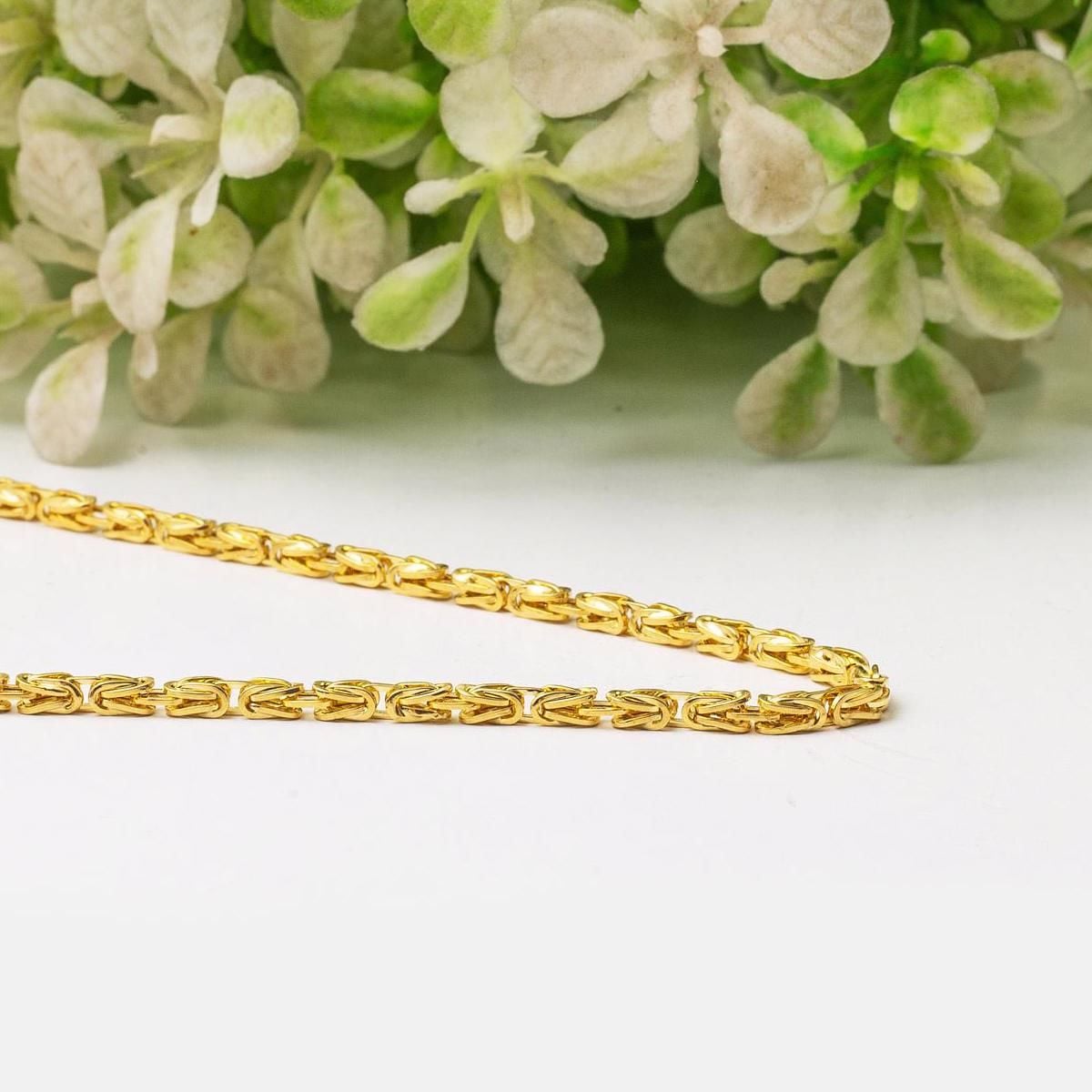 14K Yellow Gold King Byzantine Chain 3 mm 65 cm
