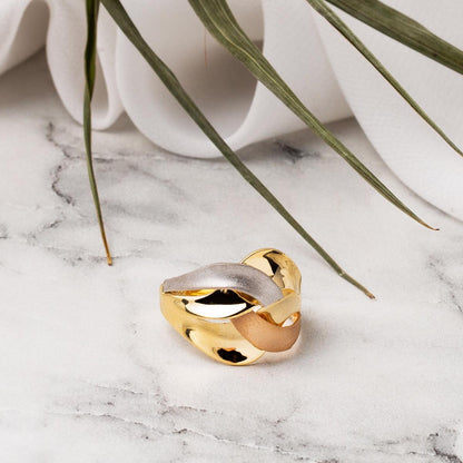 14K Yellow Gold 3 Colored Ring (3.21 g)