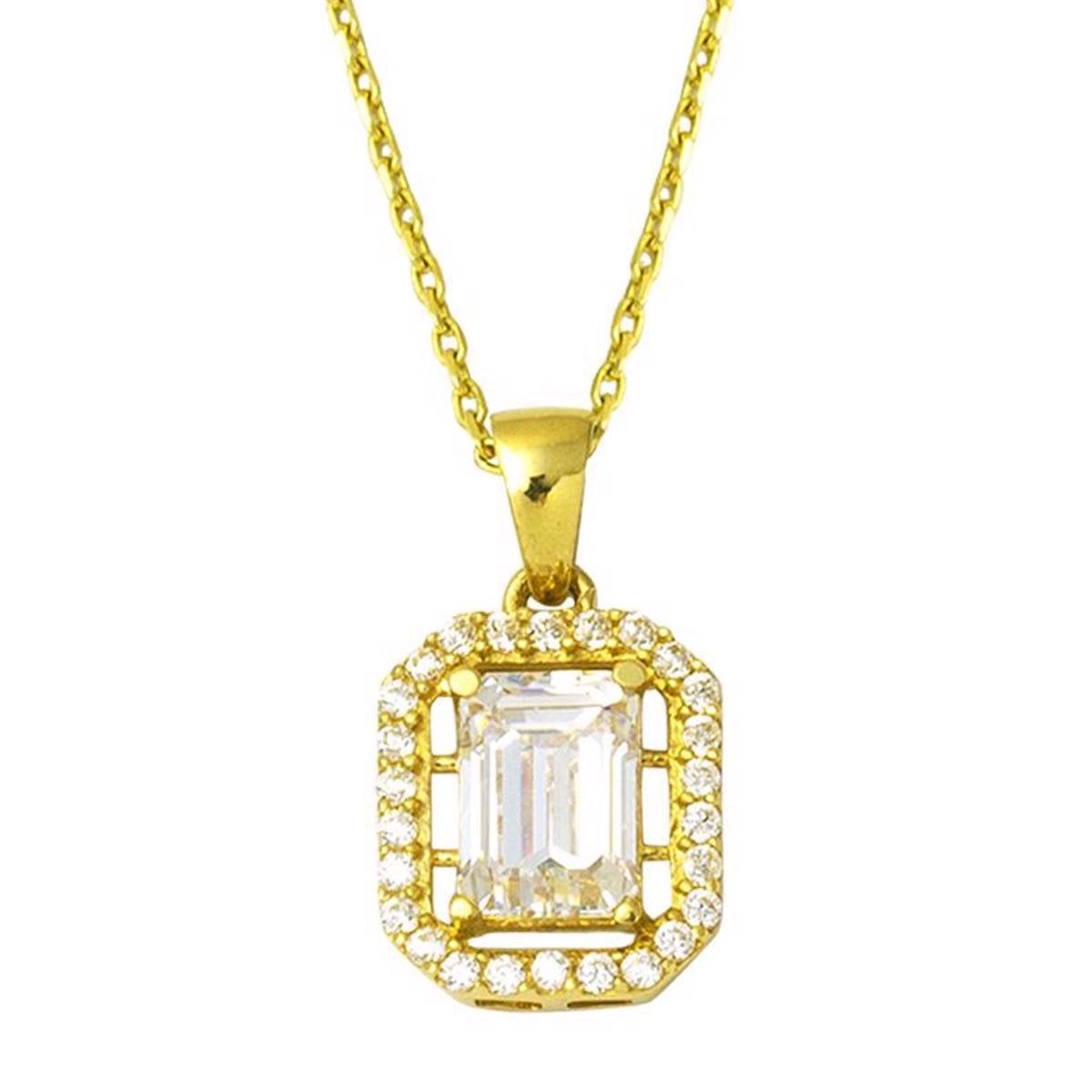 14K Yellow Gold Baguette Cubic Zirconia Necklace (1.76 g)
