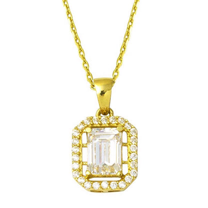 14K Yellow Gold Baguette Cubic Zirconia Necklace (1.76 g)