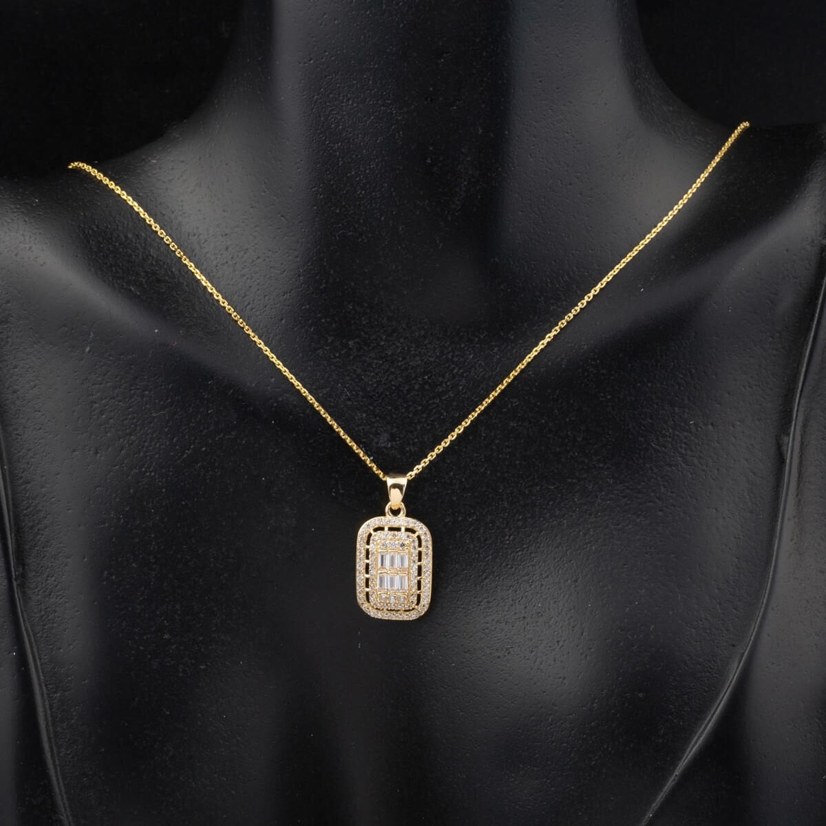 14K Yellow Gold Baguette Cubic Zirconia Necklace