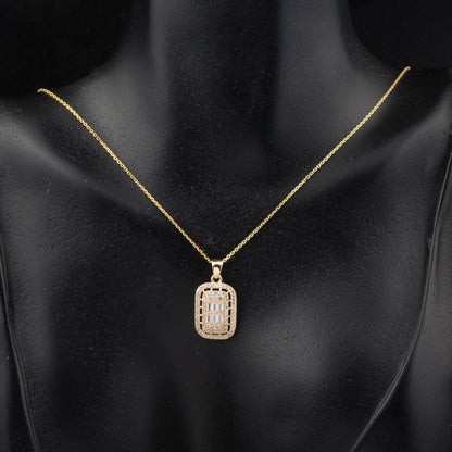 14K Yellow Gold Baguette Cubic Zirconia Necklace