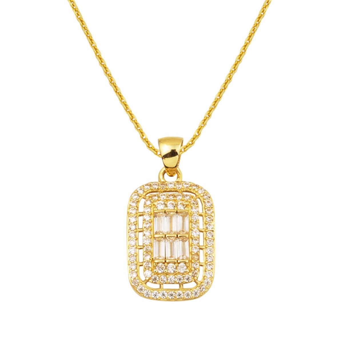 14K Yellow Gold Baguette Cubic Zirconia Necklace