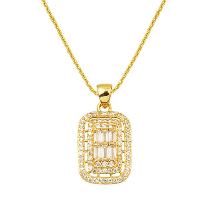 14K Yellow Gold Baguette Cubic Zirconia Necklace