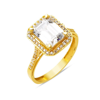 14K Yellow Gold Baguette Cubic Zirconia Ring (2.67 g)