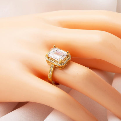 14K Yellow Gold Baguette Cubic Zirconia Ring (4.44 g)