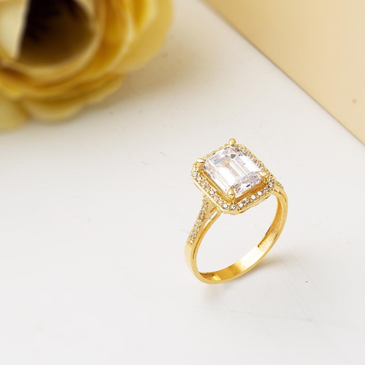 14K Yellow Gold Baguette Cubic Zirconia Ring (2.67 g)