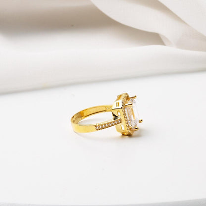 14K Yellow Gold Baguette Cubic Zirconia Ring (4.44 g)