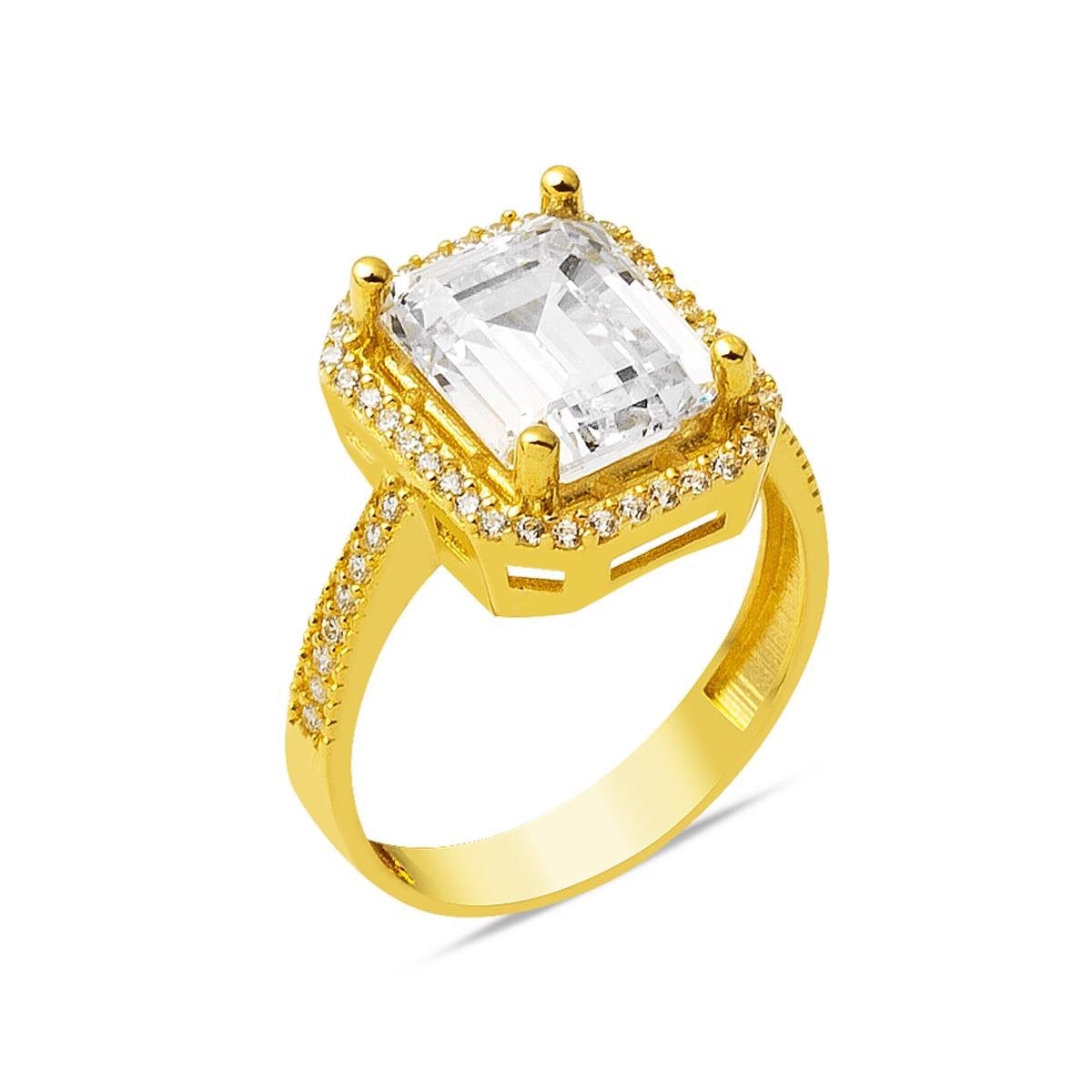 14K Yellow Gold Baguette Cubic Zirconia Ring (4.44 g)